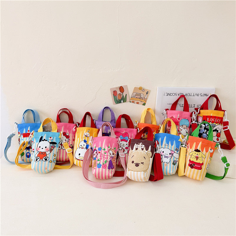 Children's Fashion Cute Water Cup Canvas Good-looking Children's Shoulder Bags