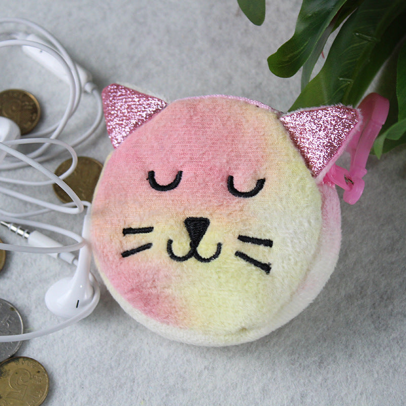 Unicorn Plush Cute Cartoon Ice Cream Color Round Coin Purses