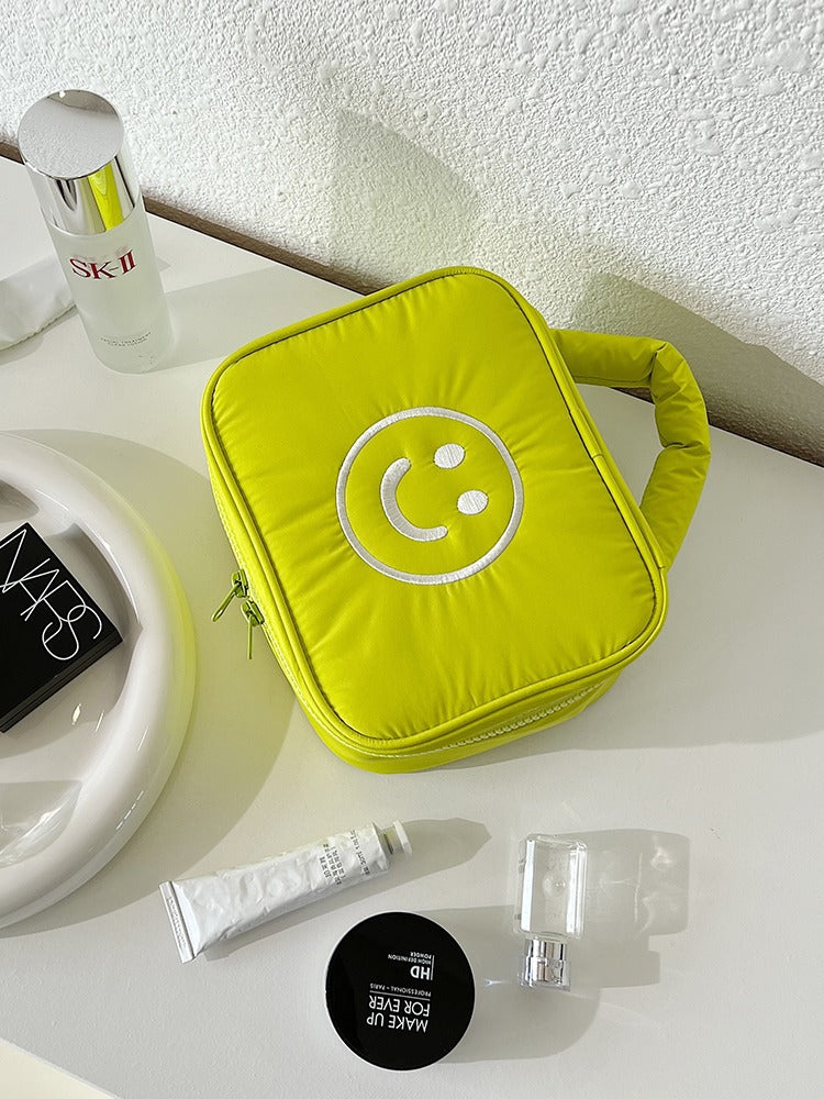 Sacs à cosmétiques coréens Smiley portables de grande capacité pour femmes