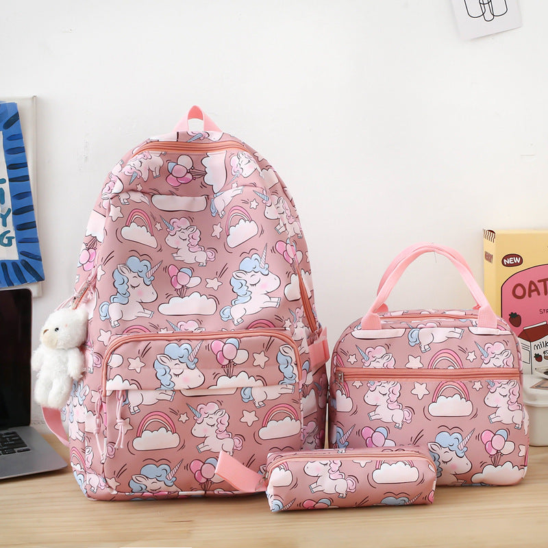 Cartoon Burden Reduction Large Capacity Three-piece Elementary School Students' Schoolbags