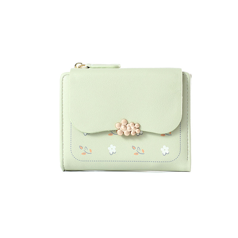 Women's Short Print Solid Color Zipper Coin Purses