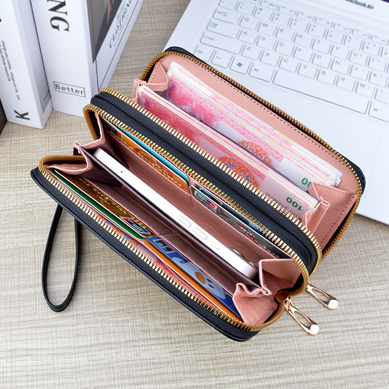 Women's Long Double Zipper Mom Fashion Simple Ladies Wallets