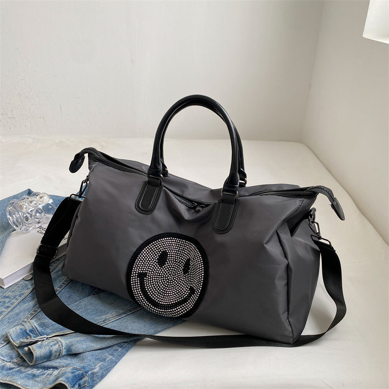 Women's Lightweight Big Tote Business Trip Cartoon Smiley Travel Bags