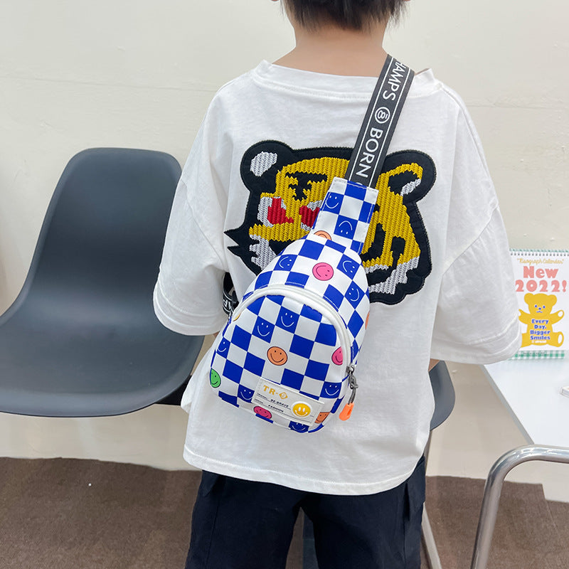 Cartoon Cute For Fashion Chessboard Trendy Children's Waist Packs