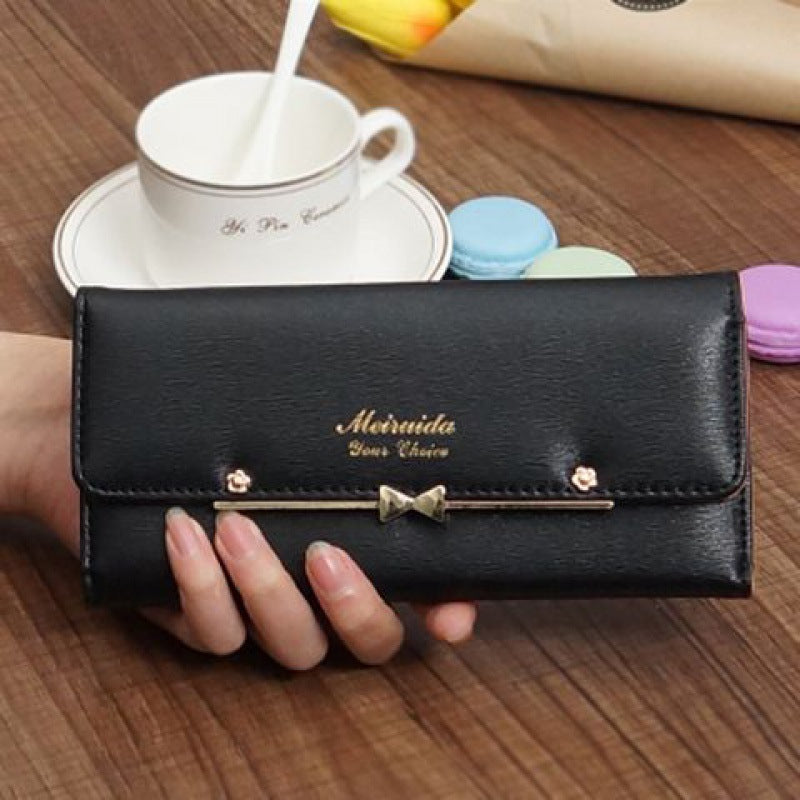 Women's Long Trendy Fresh Bow Clutch Mobile Ladies Wallets