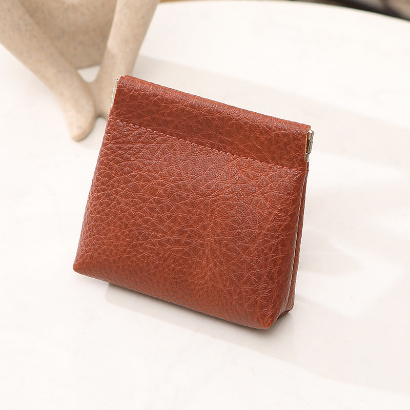 Imitation Leather Litchi Pattern Clip Mouth Pocket Bags