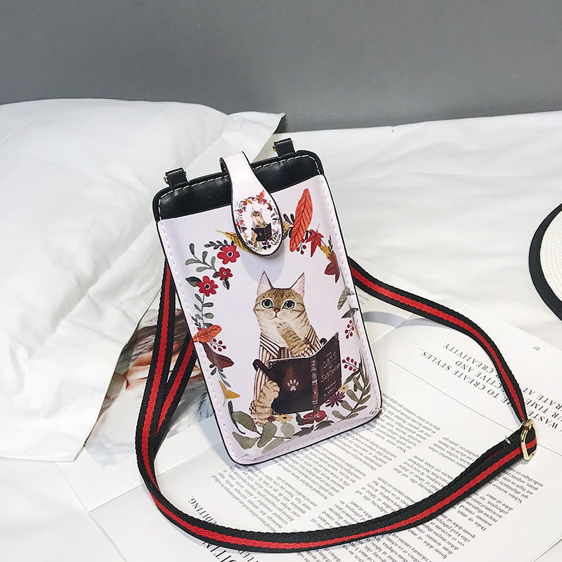 Women's Style Printed Cartoon Mobile Vertical Small Phone Bags