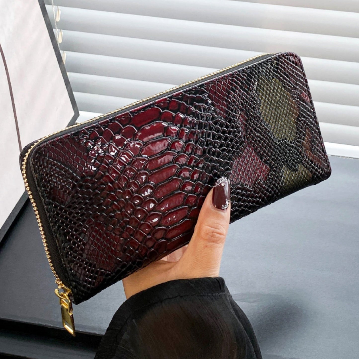 Gradient Crocodile Pattern Long Fashion Vintage Ladies Wallets