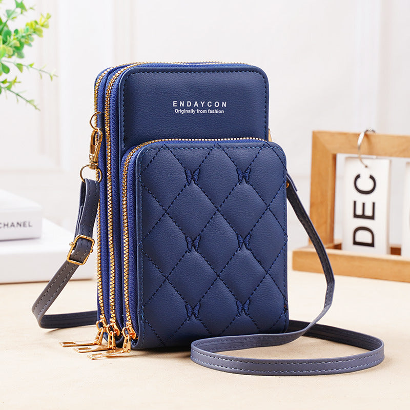 Women's Stylish Versatile Mini Zipper Solid Color Phone Bags