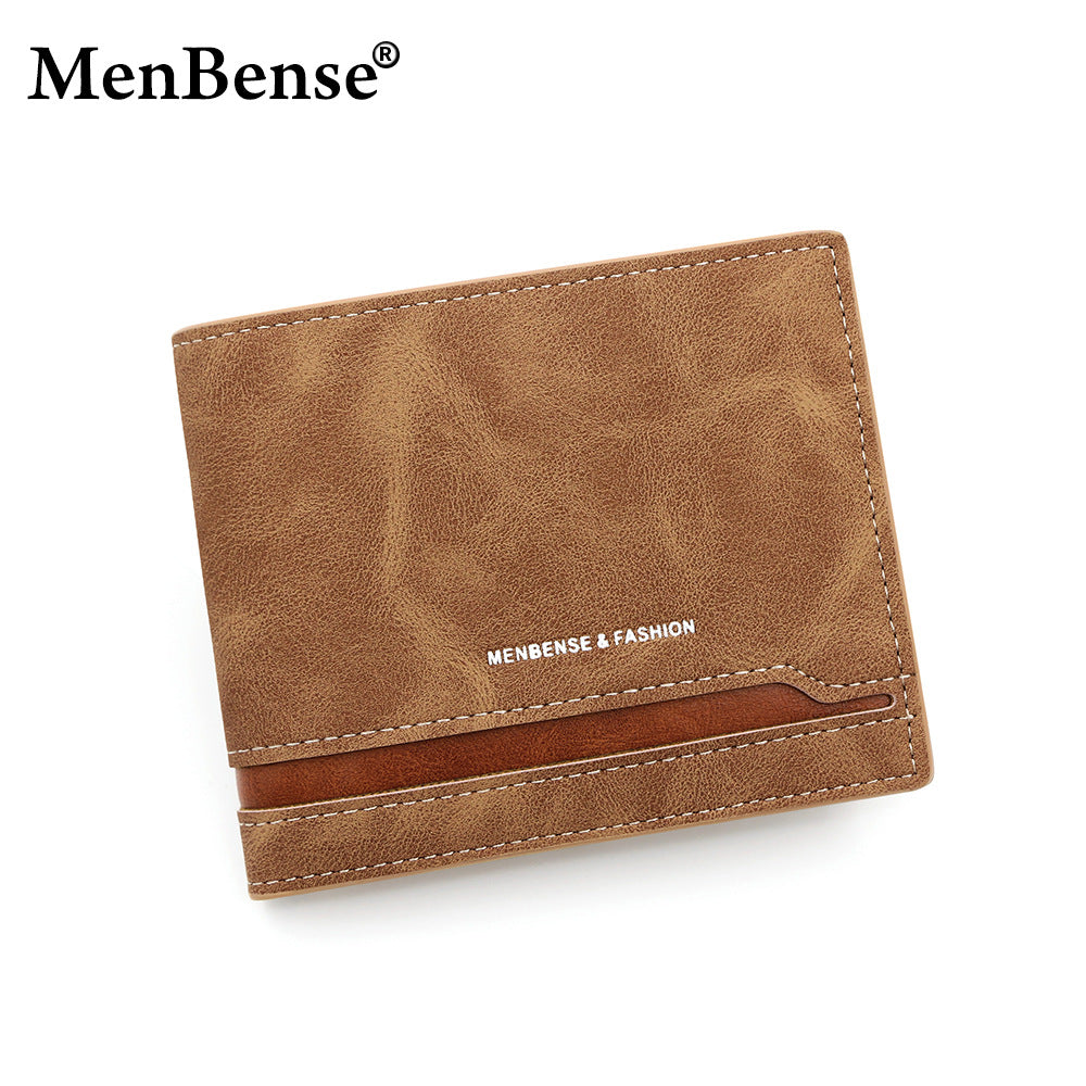 Men's Frosted Fabric Retro Patchwork Contrast Color Men's Wallets