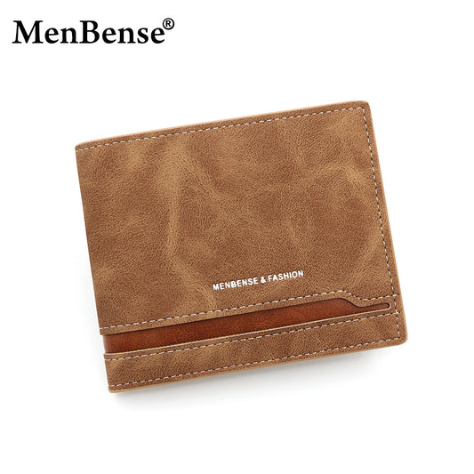 Men's Frosted Fabric Retro Patchwork Contrast Color Men's Wallets