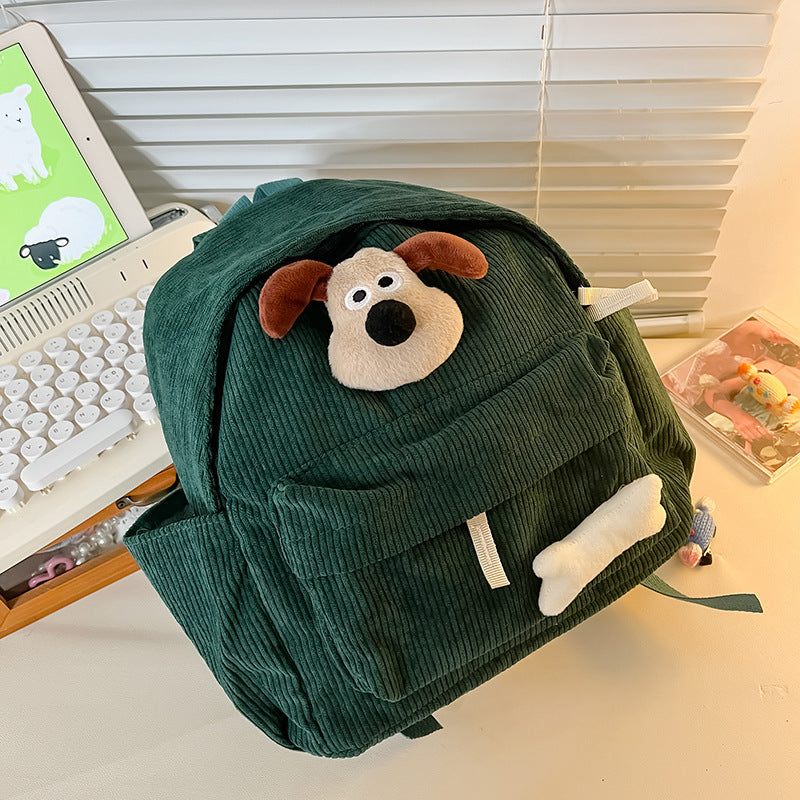 Children's Cartoon Cute Puppy Corduroy Boys Children's Backpacks