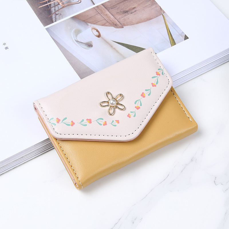 Small Female Short Print Fresh Three Ladies Wallets