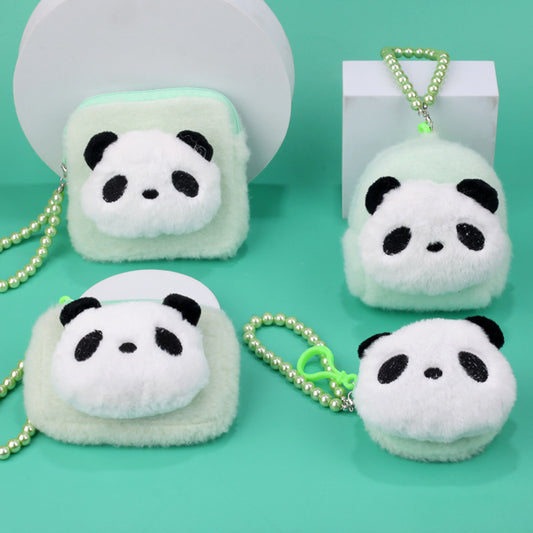 Cartoon Plush Panda Mini Storage Bead Necklace Coin Purses