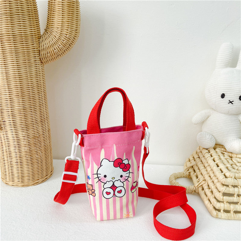 Children's Fashion Cute Water Cup Canvas Good-looking Children's Shoulder Bags