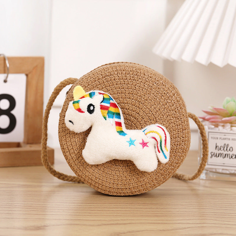 Children's Straw Woven Change Packet Cartoon Cute Children's Coin Purse