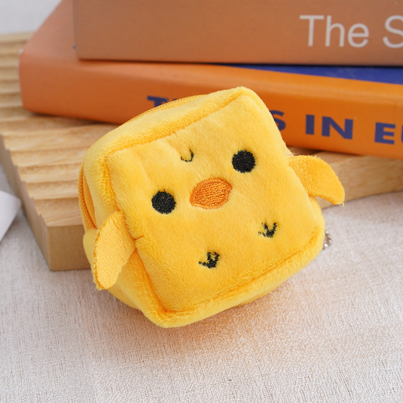 Cartoon Cute Square Plush Cable Pendant Coin Purses