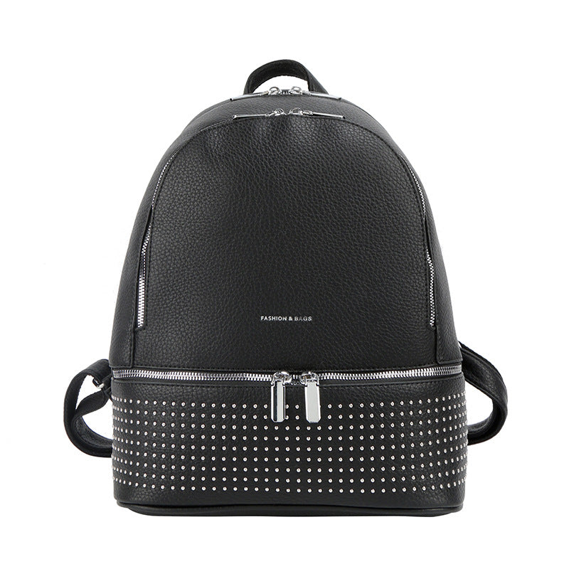 Women's Lychee Pattern Double Mouth Quality Fashion Backpacks