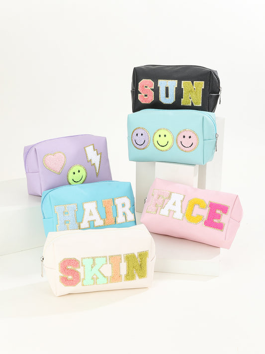 Embroidery Letter Sticker Embroidered Letters Cloth Waterproof Portable Cosmetic Bags