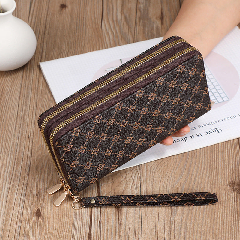 Portefeuilles pour femmes à longue pochette mobile multifonctionnel à fermeture éclair