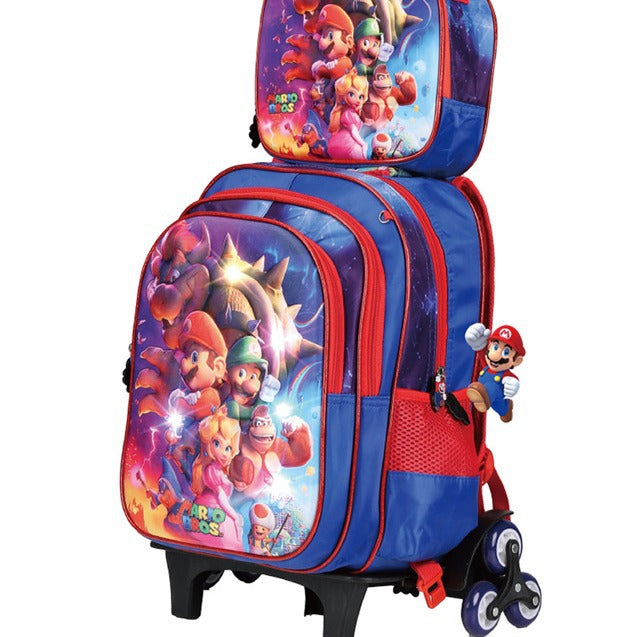 Children's With Light Cartoon Six-wheel Two-wheel Ladder Elementary School Students' Schoolbags