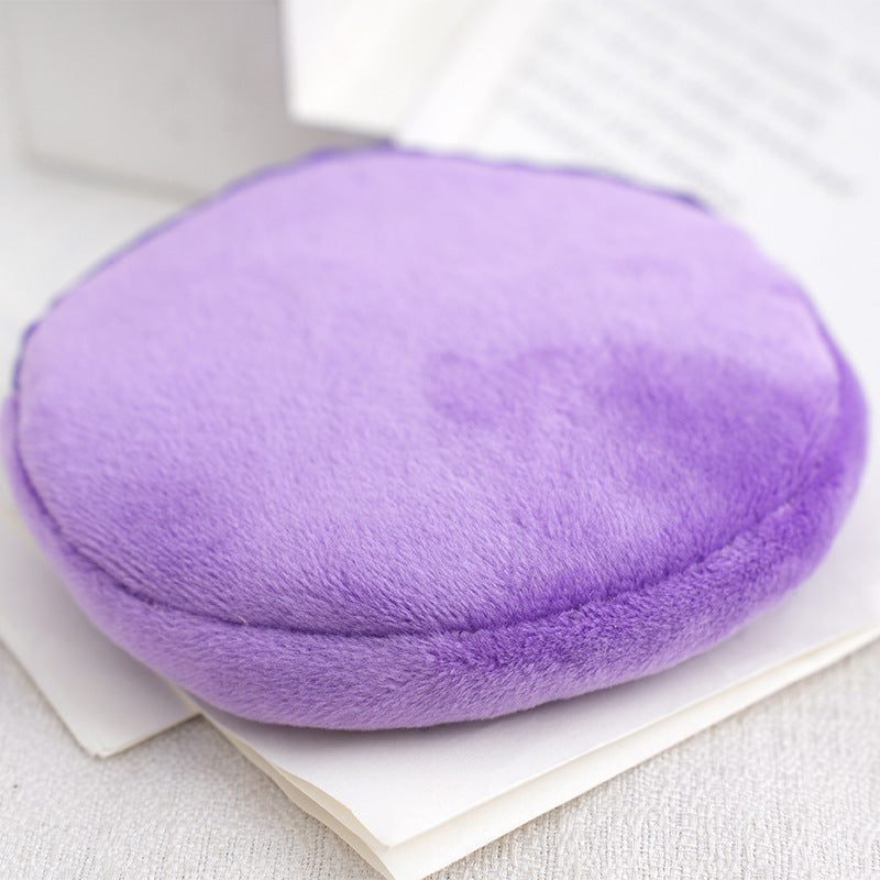 Women's Candy Color Plush Round Cute Certificate Coin Purses