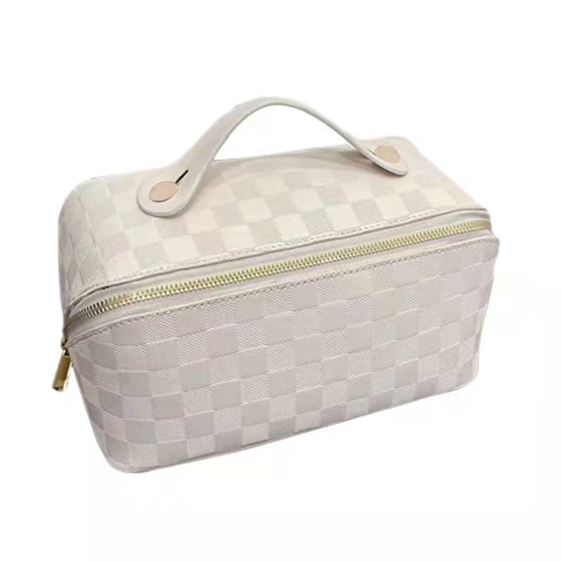 Women's Chessboard Grid Storage Carrying Large Capacity Cosmetic Bags