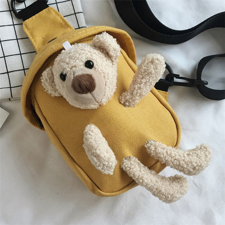 Children's Canvas Cartoon Mini Cute Bear Korean Style Children's Waist Packs