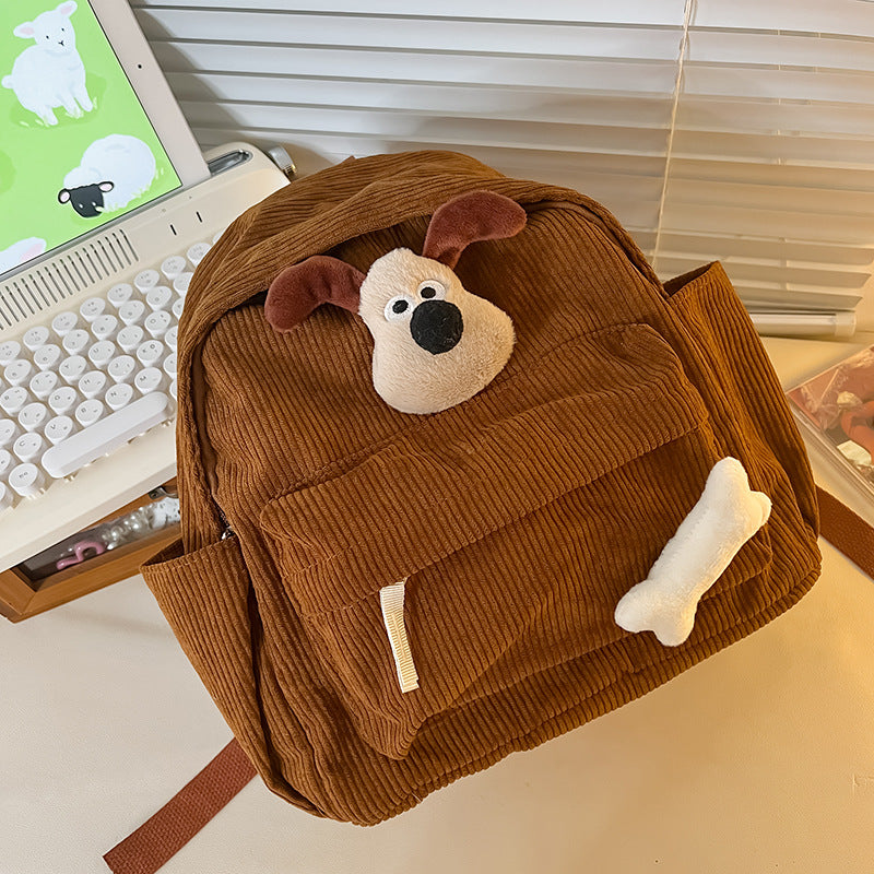 Children's Cartoon Cute Puppy Corduroy Boys Children's Backpacks