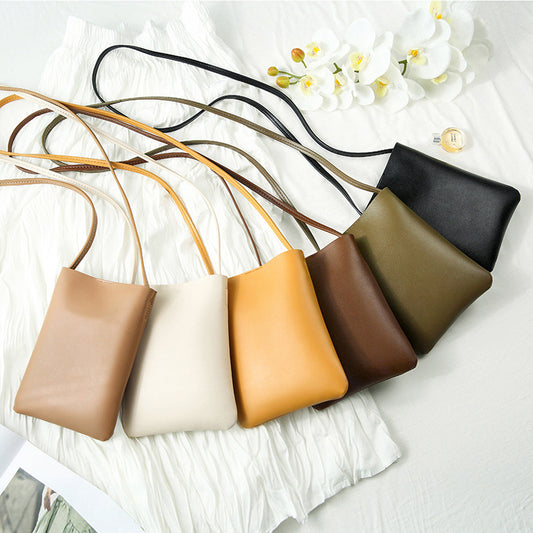 Women's Vertical Mobile Fashionable Simple Soft Bucket Phone Bags