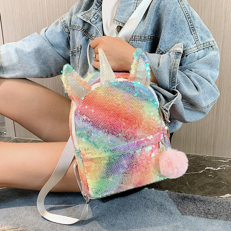 Women's & Children's & Colorful Cool Fur Ball Cute Backpacks