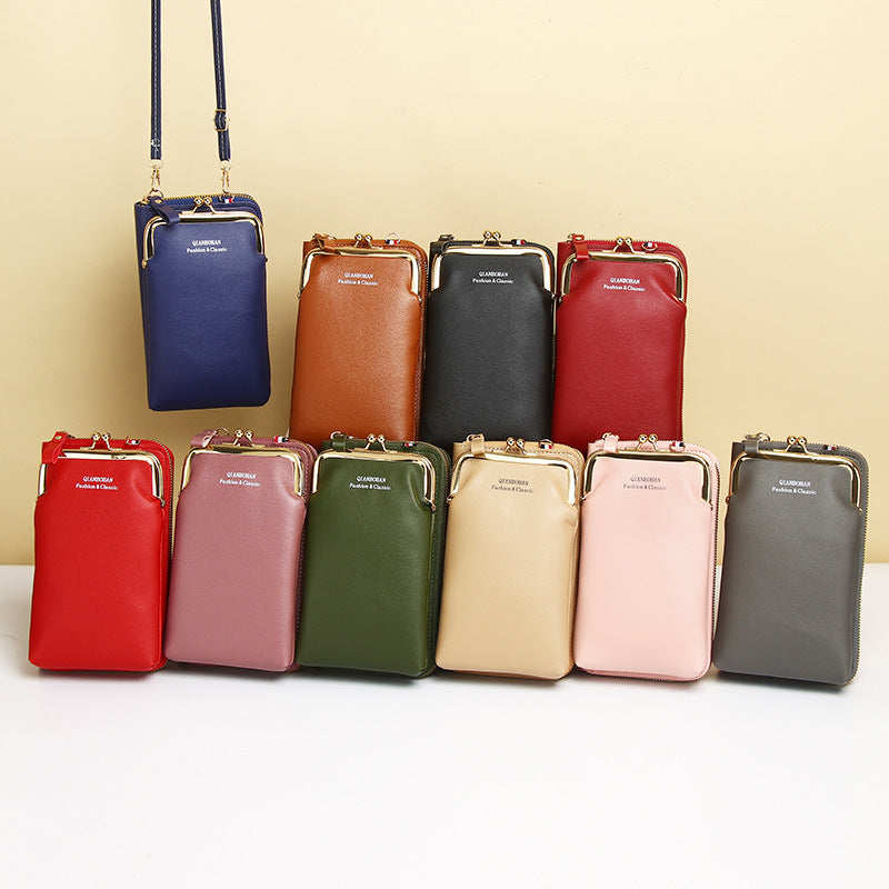 Women's Vertical Model In Square Shape Leather Integrated Phone Bags