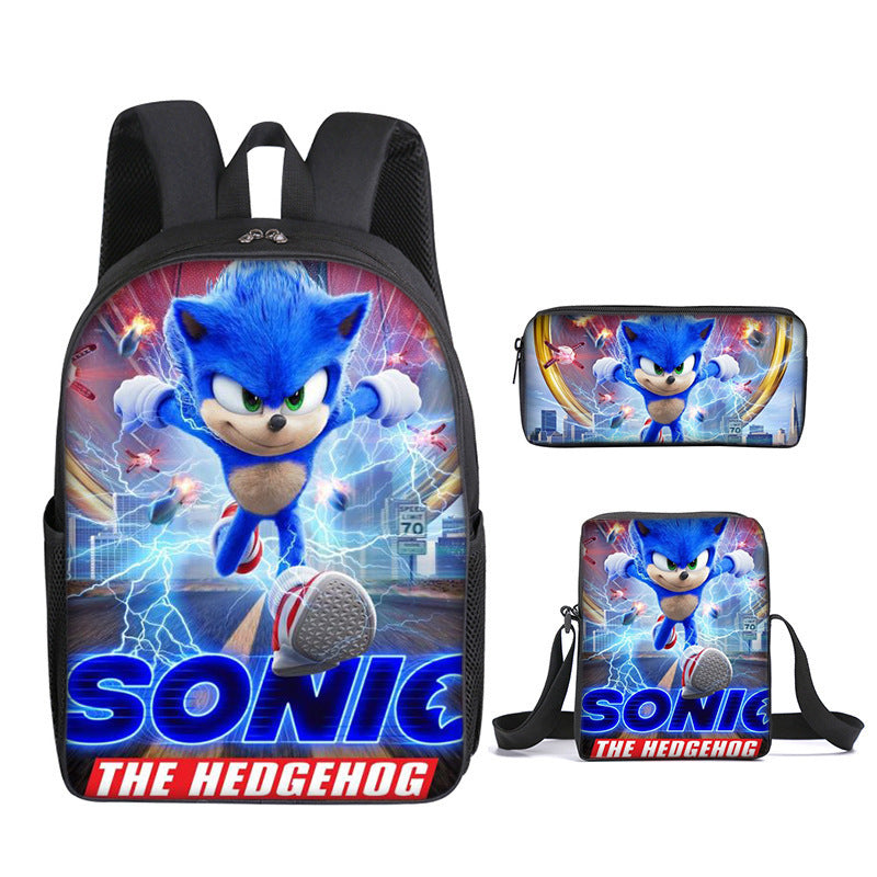 Sonic Primary Three-piece Set Cartoon Animation Bags