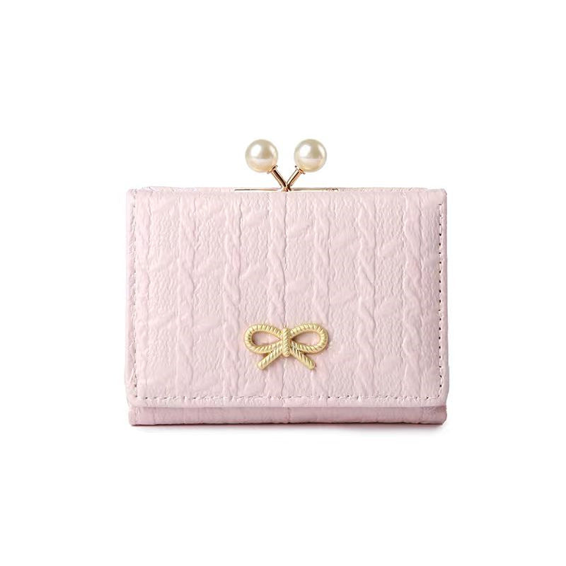 Women's Sweet Fashion Small Fresh Solid Color Bow Ladies Wallets