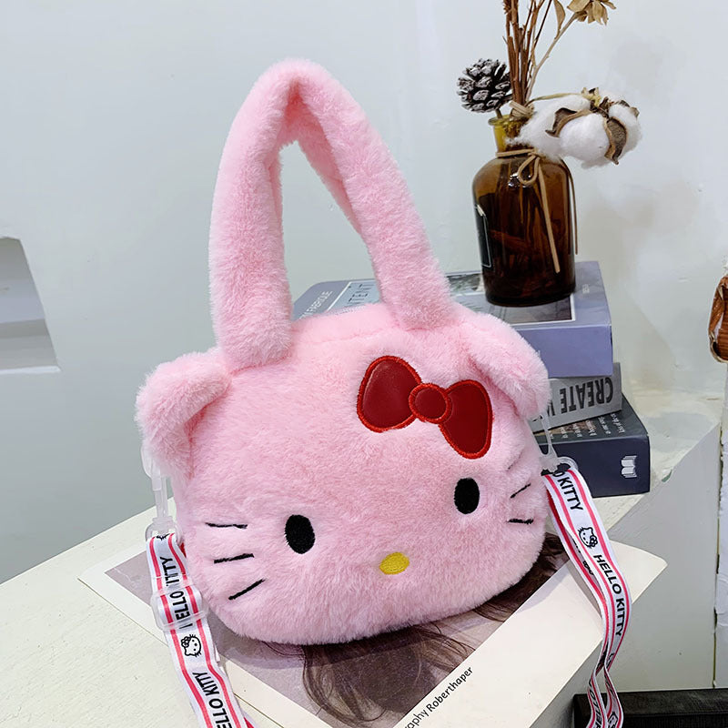 Dessin animé mignon fraise ours en peluche visage sacs à bandoulière