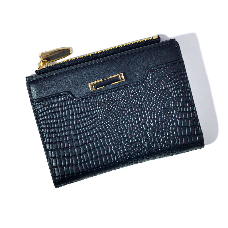 Women's Macaron Color Series Short Crocodile Pattern Ladies Wallets