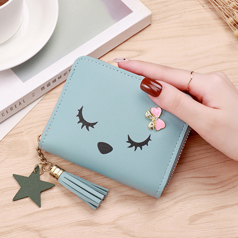 Women's Short Zipper Tassel Cartoon Cute Personality Coin Purses