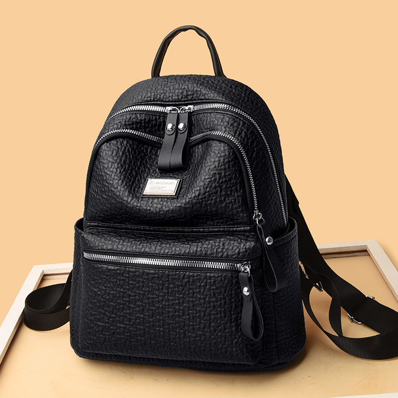 Women's Korean Large Capacity Fashion Soft Leather Backpacks