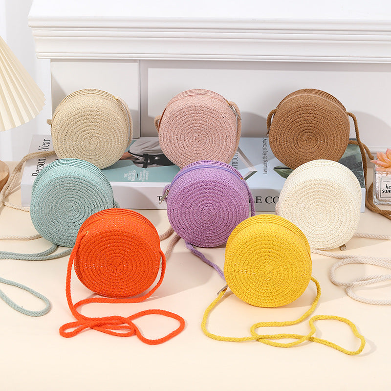 Children's Straw Knitted Little For Beach Cute Children's Coin Purse