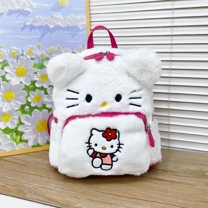 Cartoon Cute Plush Cat Clow Pom Children's Backpacks