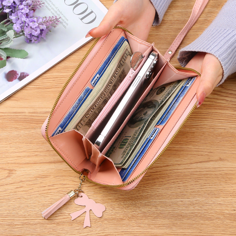 Women's Long Zip Korean Stitching Contrast Color Ladies Wallets