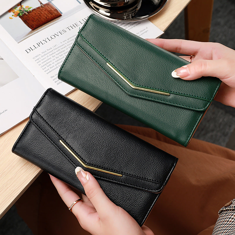 Women's Stitching Fashion Leather Korean Style Oil Wax Ladies Wallets