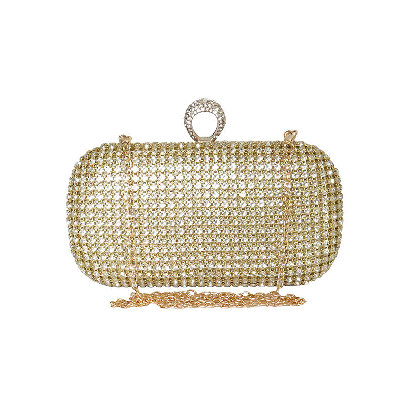 Women's Net Drill Dinner Rhinestone Head Holding Evening Bags