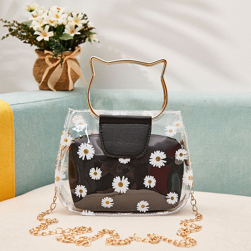 Women's Summer Autumn Korean Style Daisy Transparent Shoulder Bags