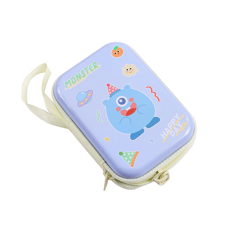 Children's Mini Rectangular Zipper Cartoon Headset Cable Coin Purses