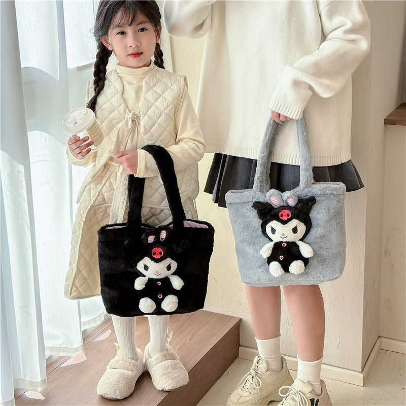 Winter Plush Cartoon Clow Hand Gift Handbags