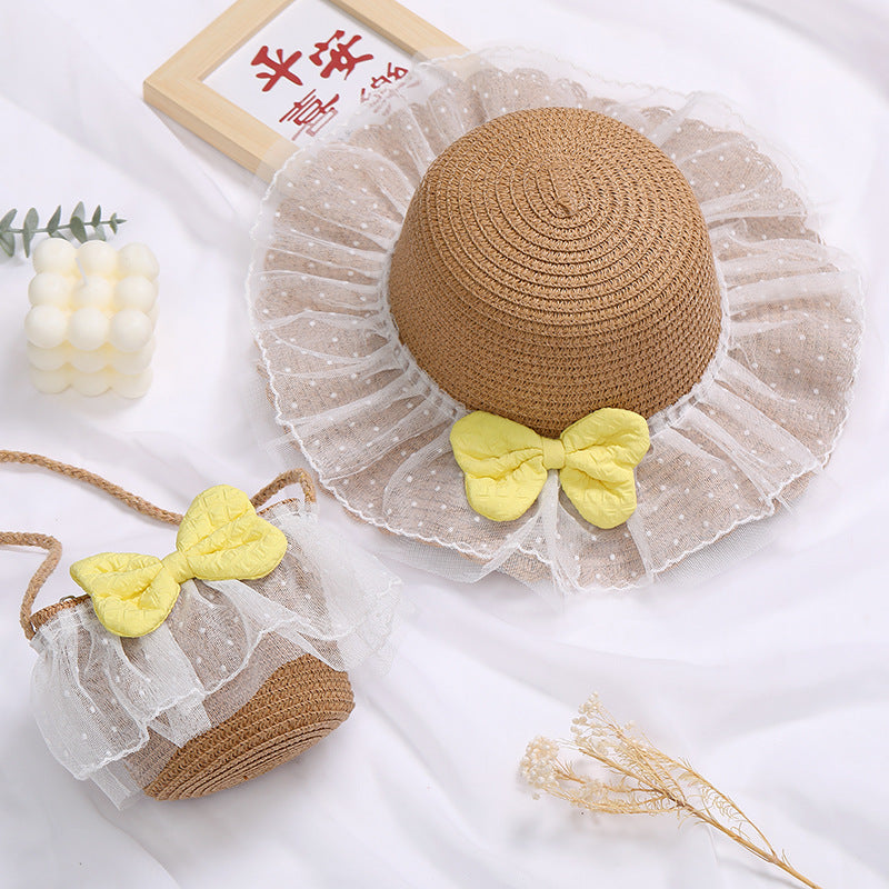 Children's Lace Bow Straw Woven Little Cute Bags