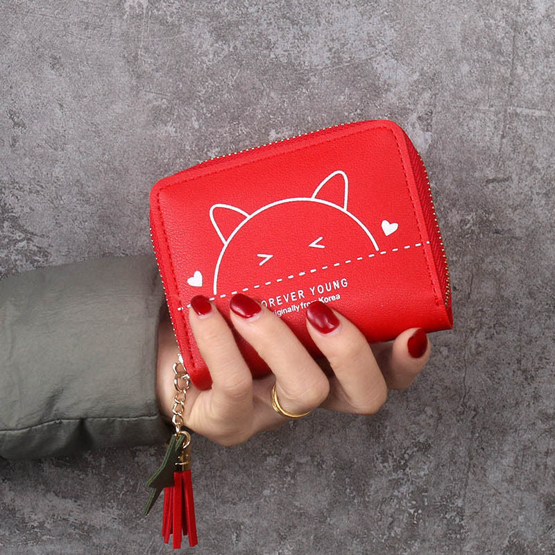 Cute Cat Short Tassel Female Fashion Ladies Wallets