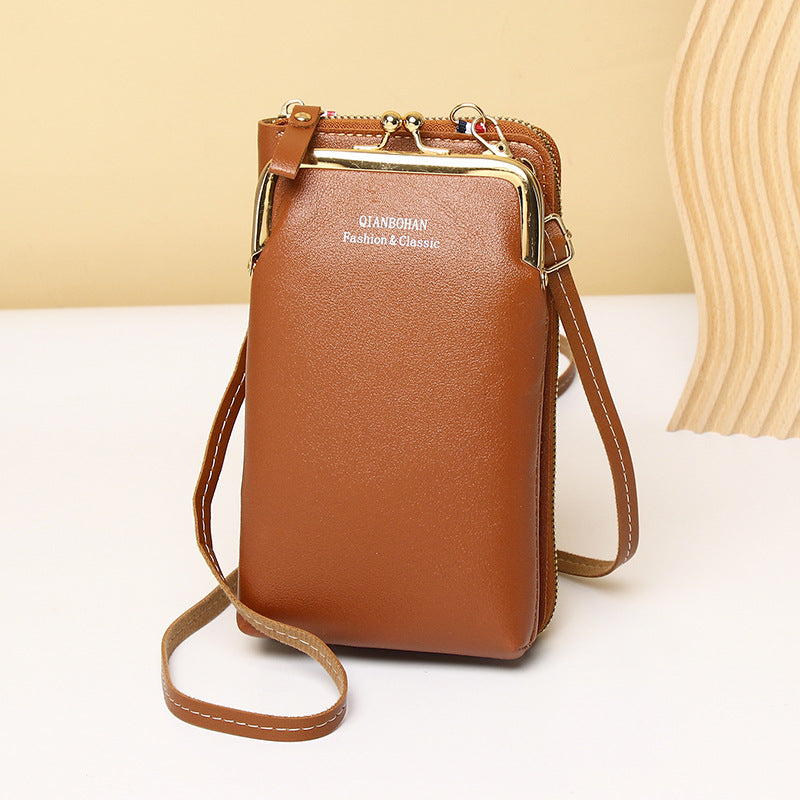 Women's Vertical Model In Square Shape Leather Integrated Phone Bags