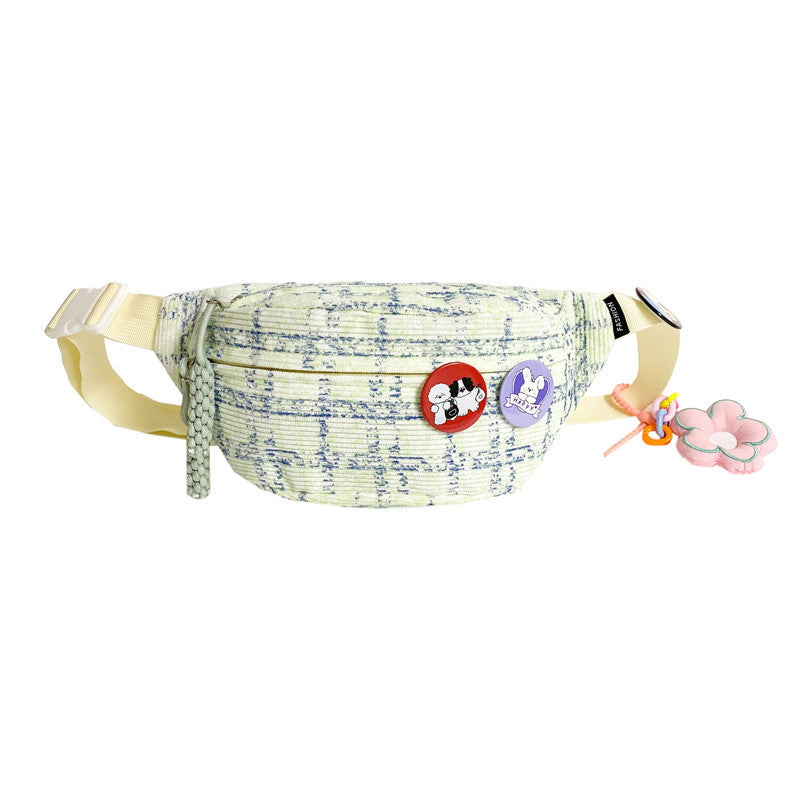 Corduroy Plaid Female Minority Design Lightweight Waist Packs